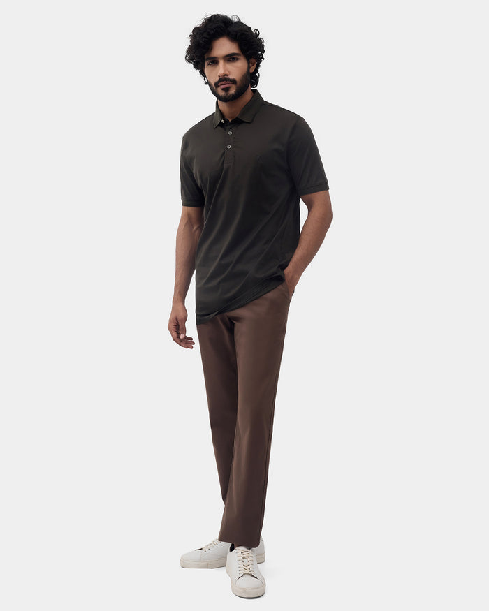 Olive Solid Polo T-Shirts - Orion