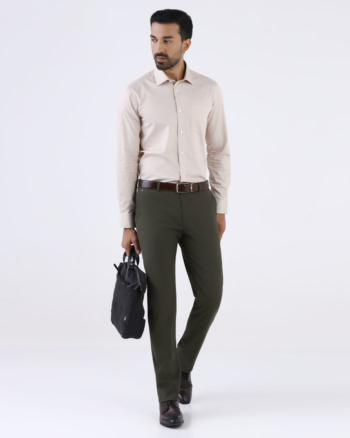 Olive Textured Formal Trouser - Anfredo