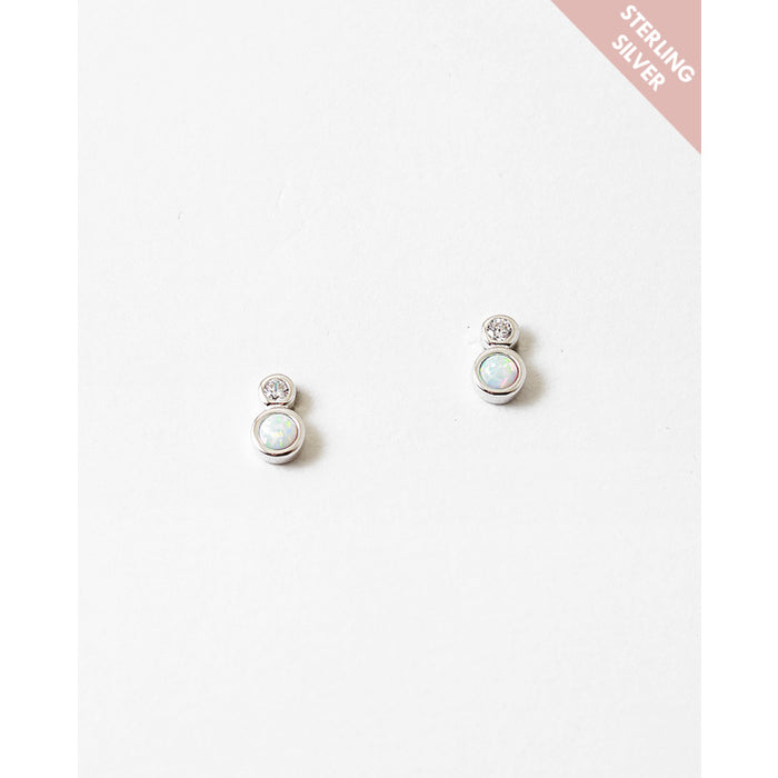 sterling silver opal stud earrings