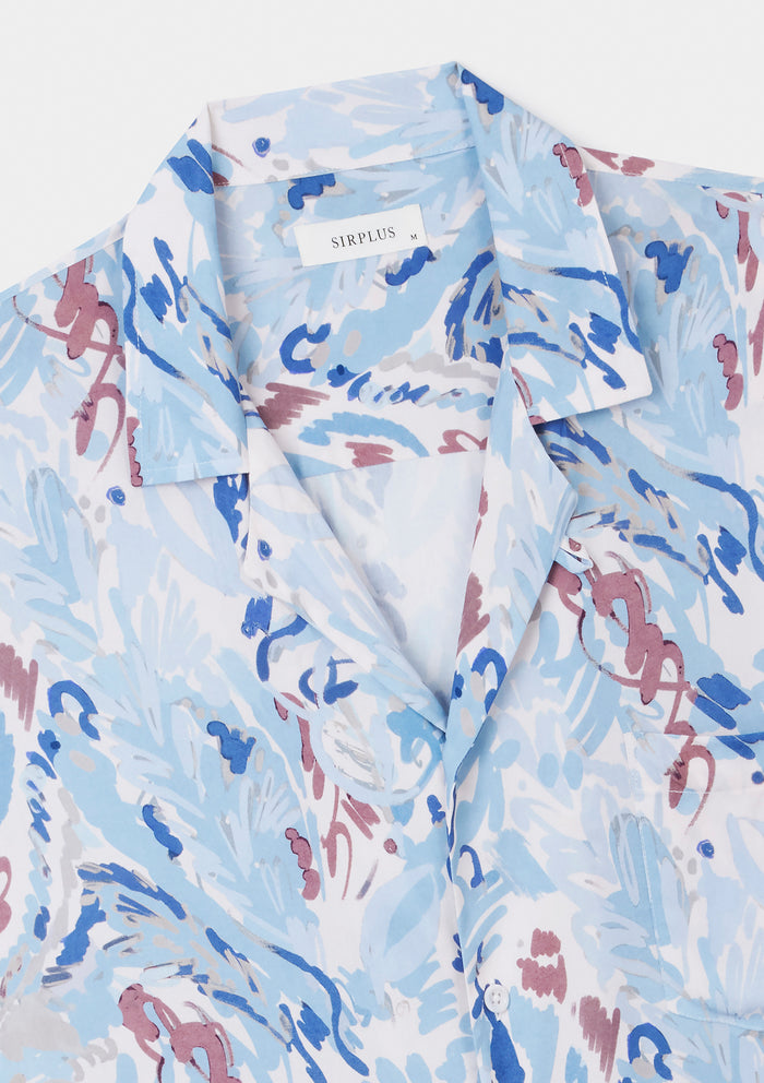 Pale Blue Expressionist Ecovero™ Cuban Shirt, Cuban Shirt - SIRPLUS
