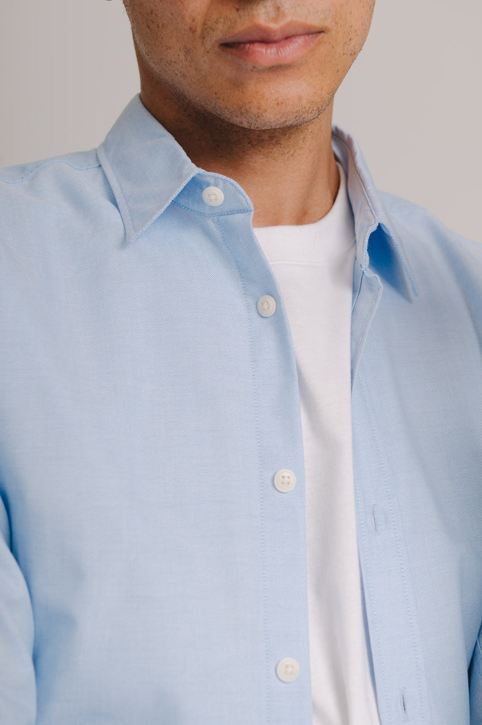 Pale Blue Oxford Collared Shirt, Collar Shirt - SIRPLUS