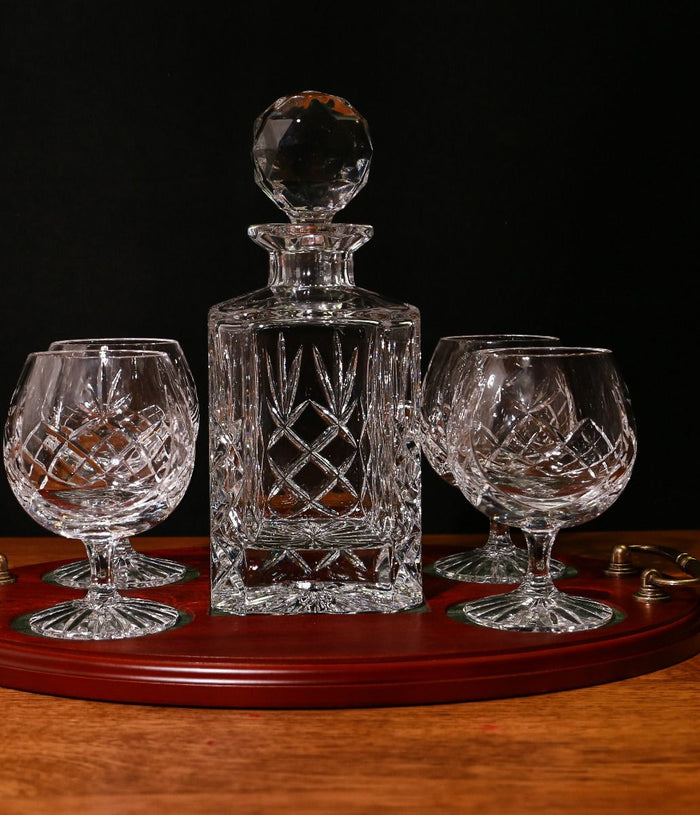 Panel Style Brandy 5 Piece Hosting Tray Set