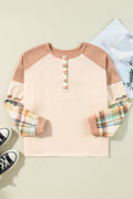 Parchment Haut Henley superposé à carreaux et patchwork de grande taille
