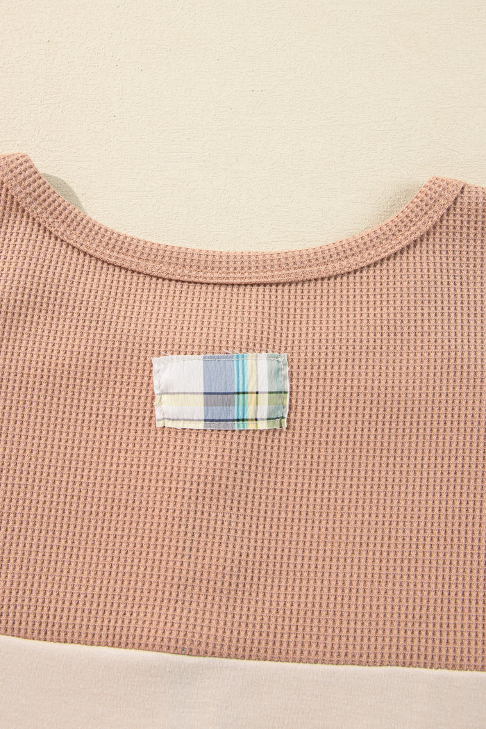 Parchment Haut Henley superposé à carreaux et patchwork de grande taille
