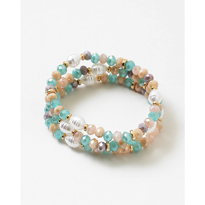 pastel beaded stacked bracelet
