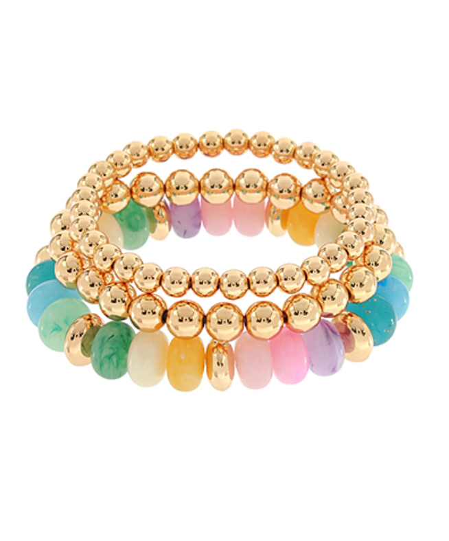 pastel color beaded bracelet set