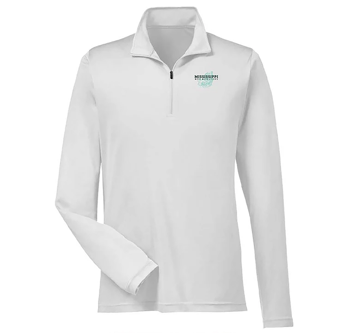 Performance Quarter Zip - Swimming Fish - White