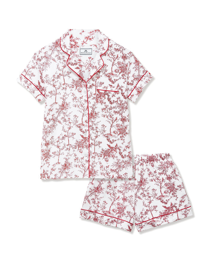 Floral pajama set with red and white pattern on a white background | Lead