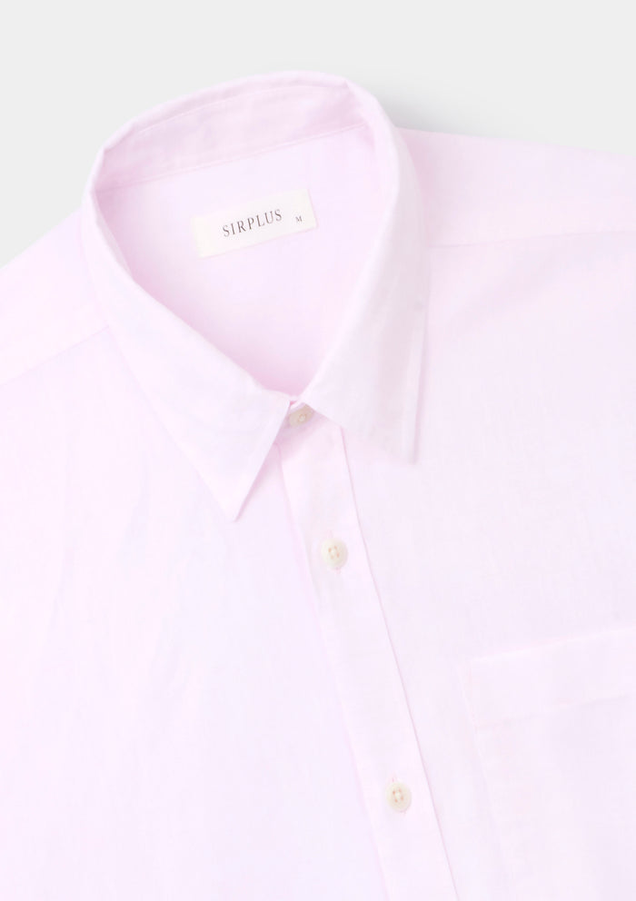 Pink Cotton Linen Shirt, Collar Shirt - SIRPLUS