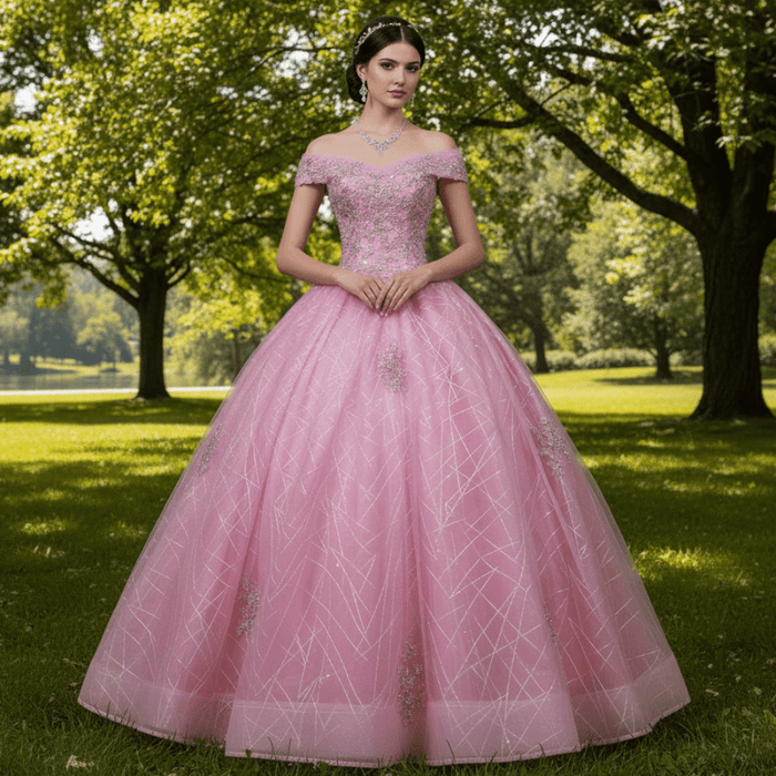Pink Off Shoulder Quinceanera Dress Ball Gown Formal Dress - Rosymae