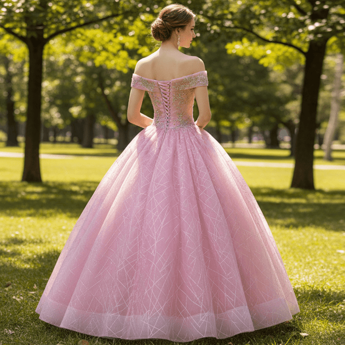Pink Off Shoulder Quinceanera Dress Ball Gown Formal Dress - Rosymae