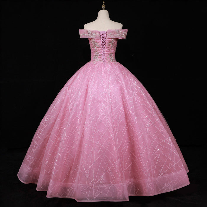 Pink Off Shoulder Quinceanera Dress Ball Gown Formal Dress - Rosymae