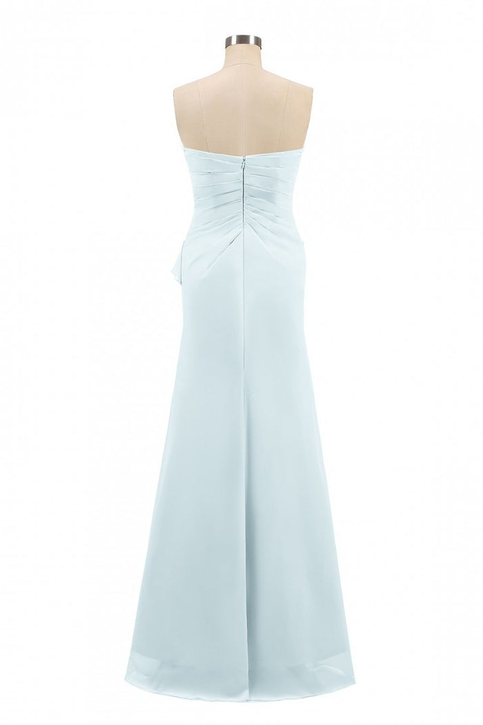 Pink Strapless Ruffled Mermaid Long Bridesmaid Dress
