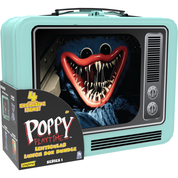 Poppy Playtime Lenticular Lunch Box Bundle with Huggy Wuggy Collectibles