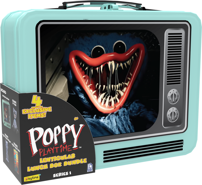 Poppy Playtime Lenticular Lunch Box Bundle with Huggy Wuggy Collectibles