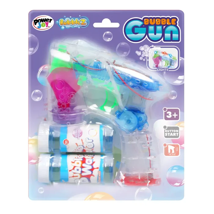 Power Joy Bubble Gun with Lights Battery Operated Bubble Toy for Kids