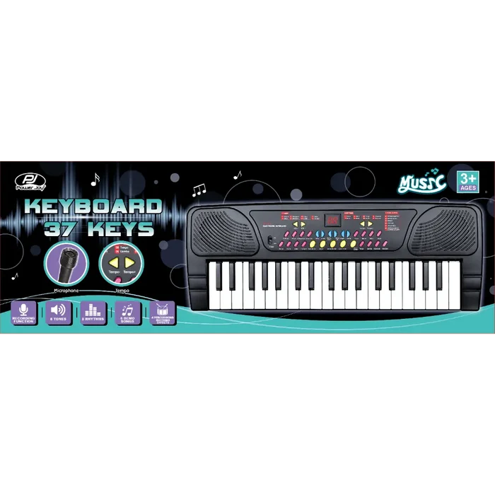 Power Joy Music Keyboard 37 keys with Mic Battery Operated