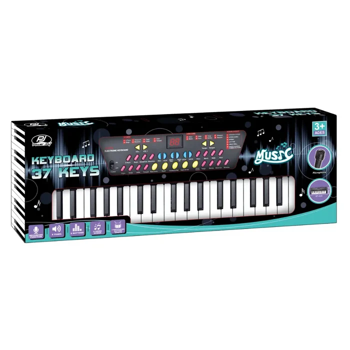 Power Joy Music Keyboard 37 keys with Mic Battery Operated