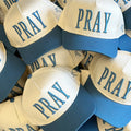 pray puff print canvas trucker hat