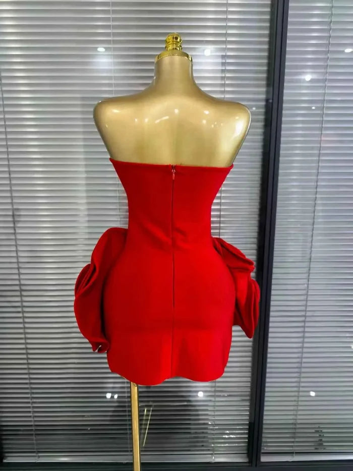 Priscila Strapless Big Florals Bodycon Mini Bandage Dress