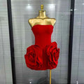 Priscila Strapless Big Florals Bodycon Mini Bandage Dress