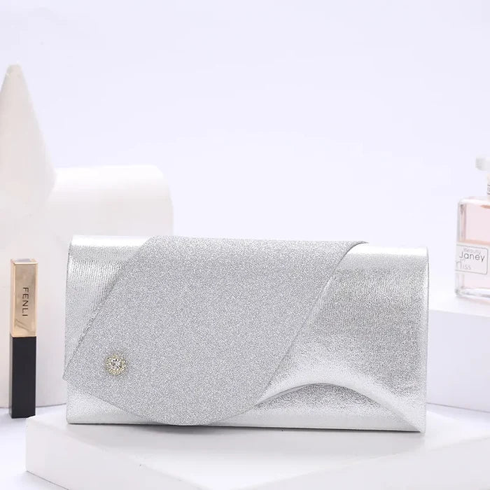 Pu Leather Rhinestone Square Clutch