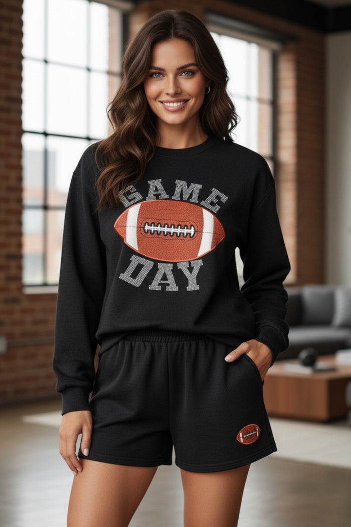Pull et short graphiques noirs GAME DAY Rugby Football, tenue décontractée