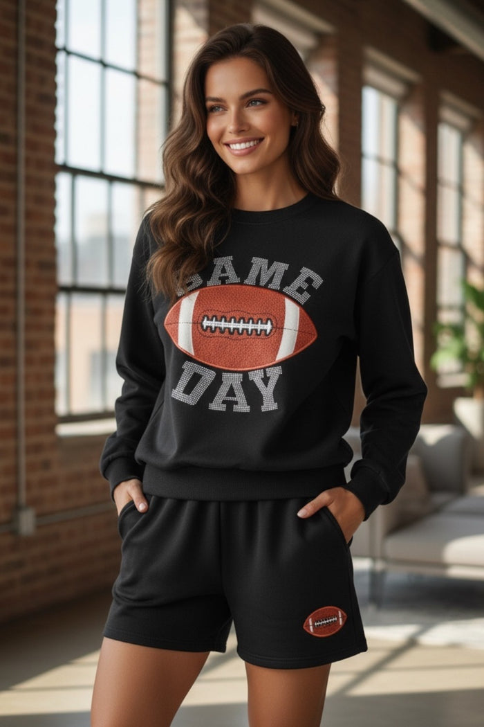 Pull et short graphiques noirs GAME DAY Rugby Football, tenue décontractée
