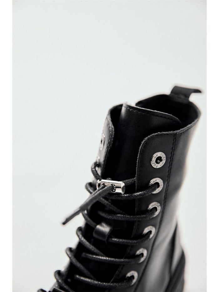 Punk Metal Decor Zipper Platforms Martin Boots