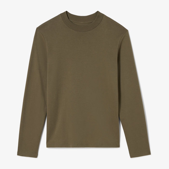 Green long-sleeve shirt on a white background