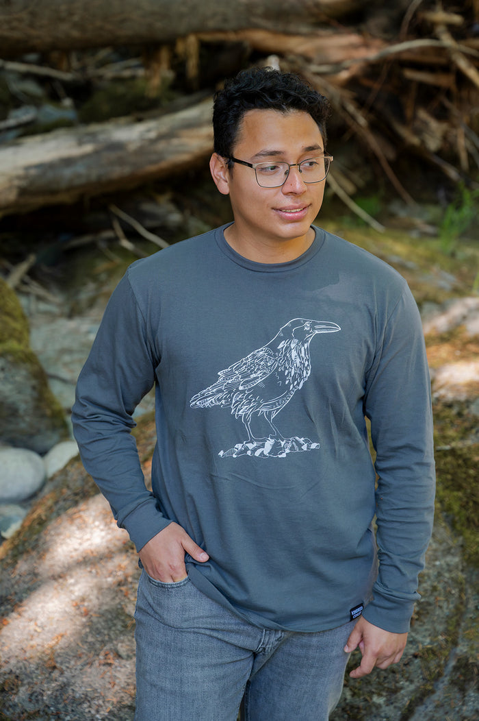 RAVEN - Unisex 100% Organic Cotton Long Sleeve Tee - Storm Grey