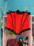 Red Corset with Black Lace Detailing
