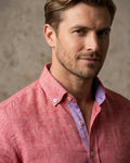 Red Linen Long Sleeve Shirt