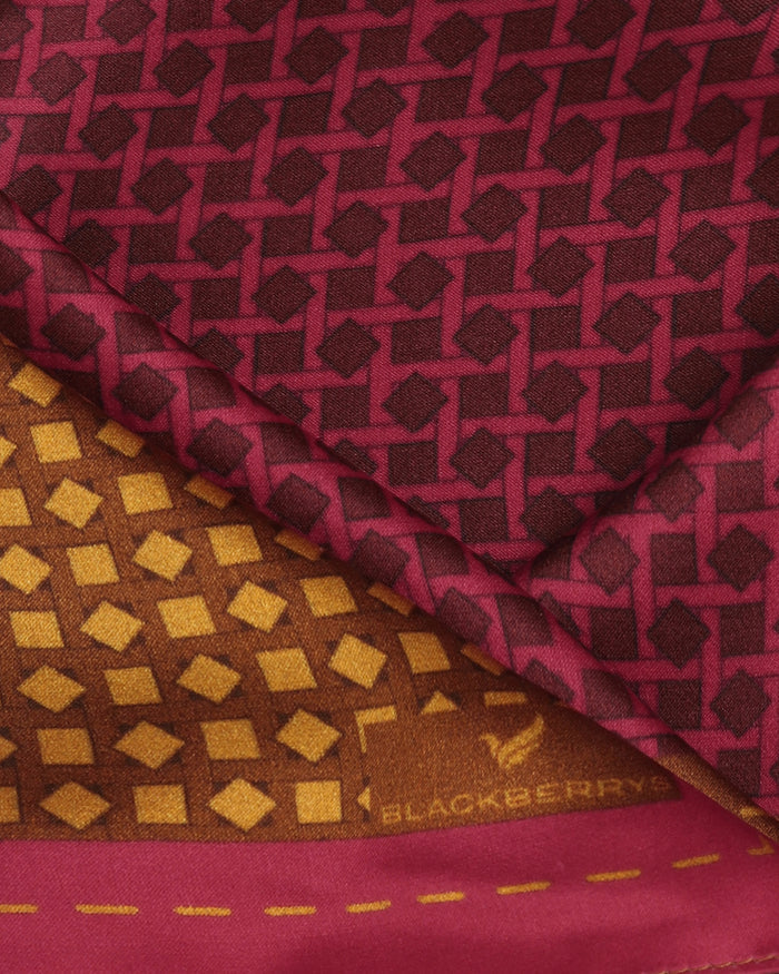 Red Maroon Printed 100% Silk Pocket Square - Bliss