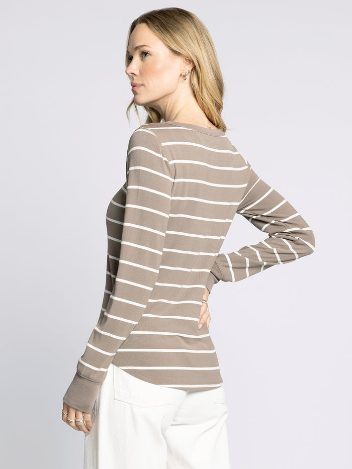 rounded hem relaxed fit long sleeve top