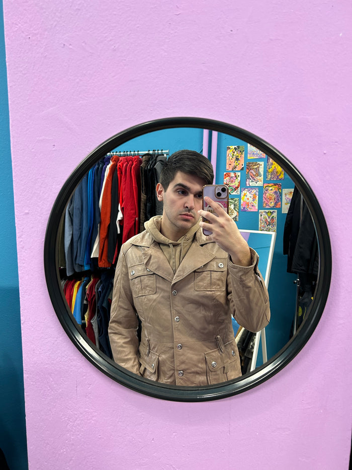 Retro Beige Leather Jacket
