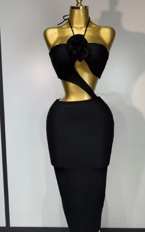Rhina Sleeveless Floral Bandage Bodycon Midi Dress