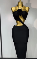 Rhina Sleeveless Floral Bandage Bodycon Midi Dress