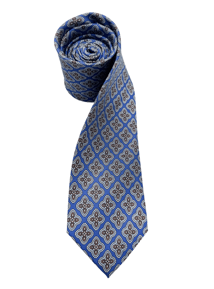 Ritz Blue Quatrefoil Silk Tie