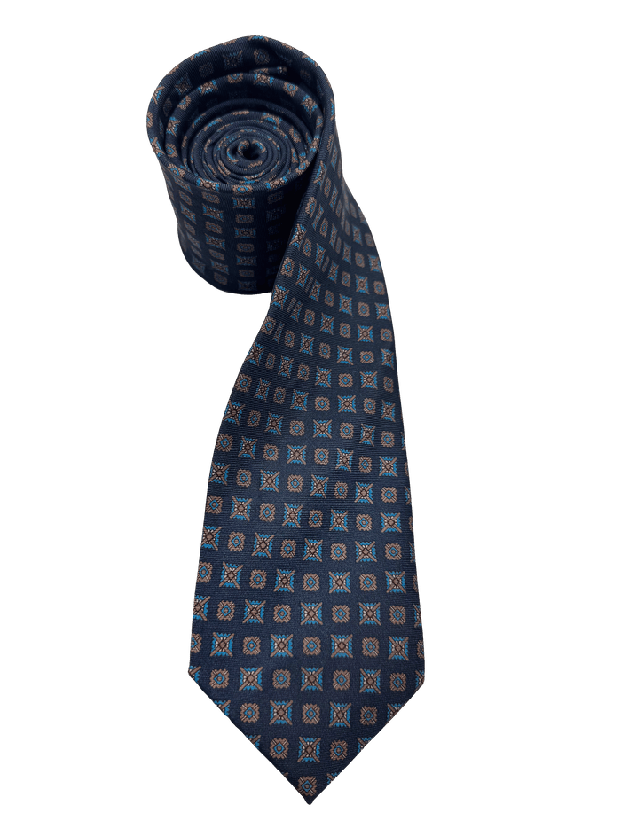 Ritz Navy Quatrefoil Silk Tie