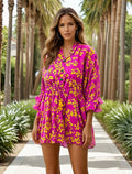 Robe courte fluide tunique à cordon de serrage *