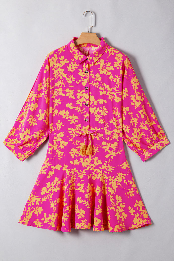 Robe courte fluide tunique à cordon de serrage *