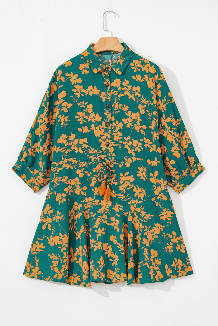 Robe courte fluide tunique à cordon de serrage *