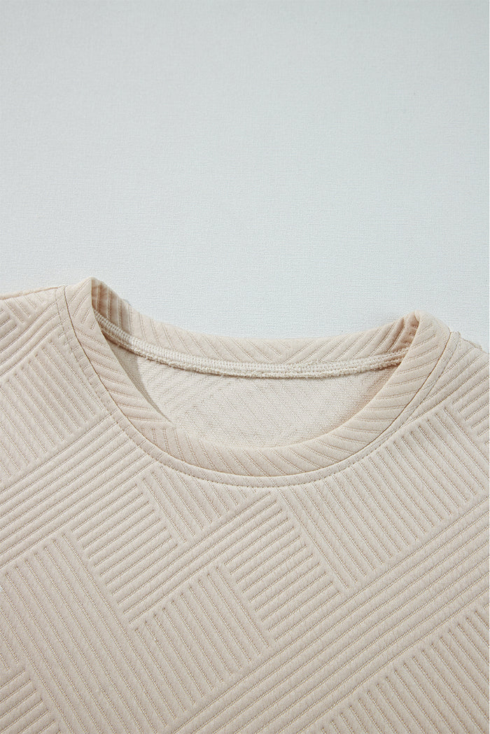 Robe droite texturée à manches longues de couleur unie abricot