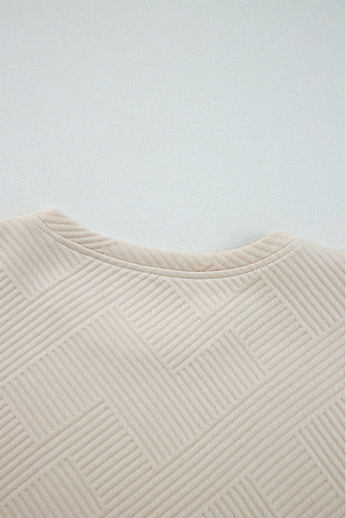 Robe droite texturée à manches longues de couleur unie abricot