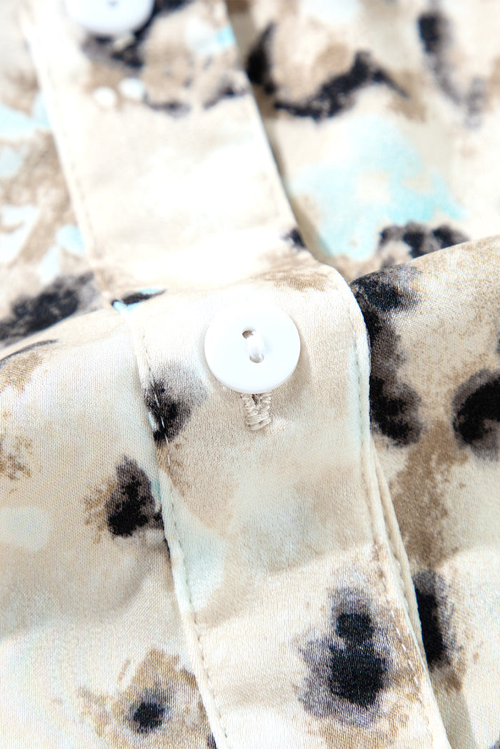 Robe kaki à imprimé léopard boutonnée sur le devant *