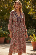 Robe midi à imprimé floral fendue sur le devant *
