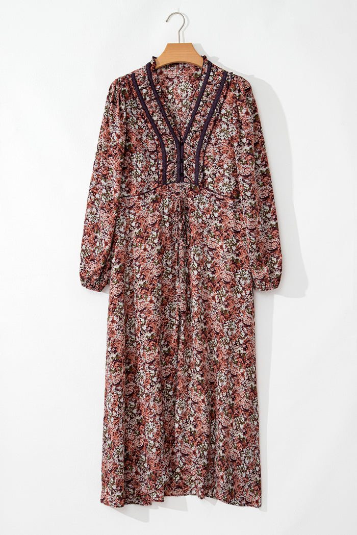 Robe midi à imprimé floral fendue sur le devant *