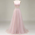 Romantic Light Pink Exposed Boning A-Line Prom Dress with Sweetheart Corset - Rosymae