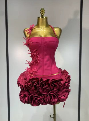 Rose Two-Piece Mini Dress – Party Outfit